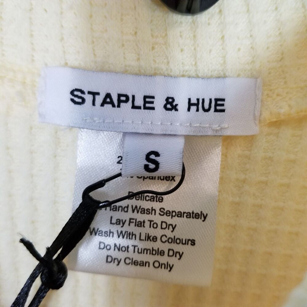 Staple&Hue Cream Ribbed Long Sleeve Ruched Knit Dress - Picture 7 of 9